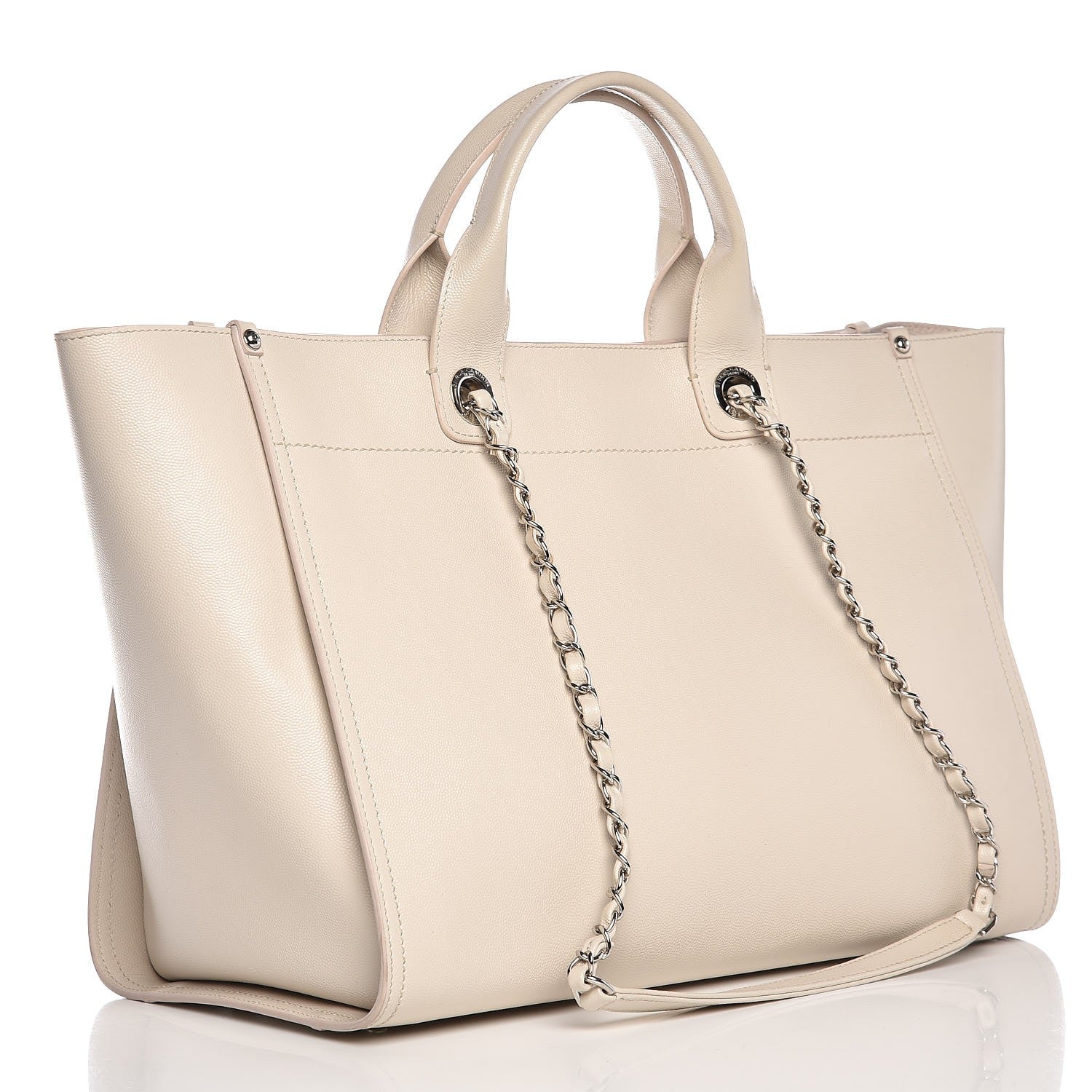 Chanel Caviar Large Studded Deauville Tote Beige 3 of 13