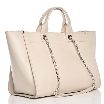 Chanel Caviar Large Studded Deauville Tote Beige 3 of 13