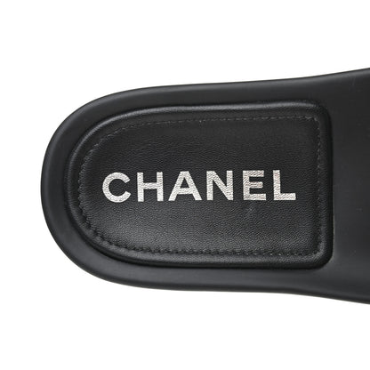 Chanel Lambskin Quilted CC Mules Sandals 38 Black 6 of 8