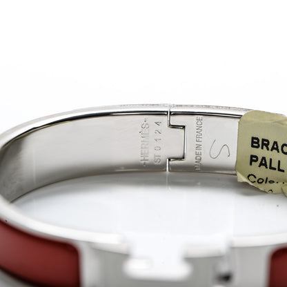 Hermes Enamel Narrow Clic Clac H Bracelet PM Rouge Vif White 5 of 6