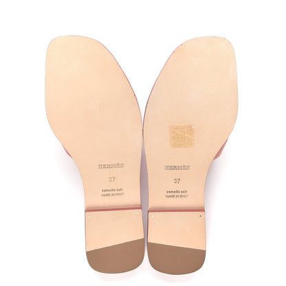 Hermes Goatskin Oran Sandals 37 Rouge Blush 5 of 9