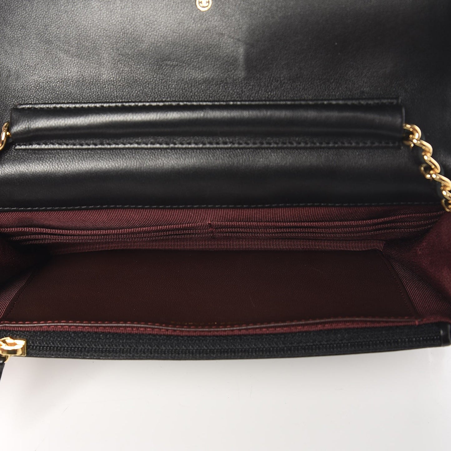 Lambskin Quilted Wallet On Chain WOC Black