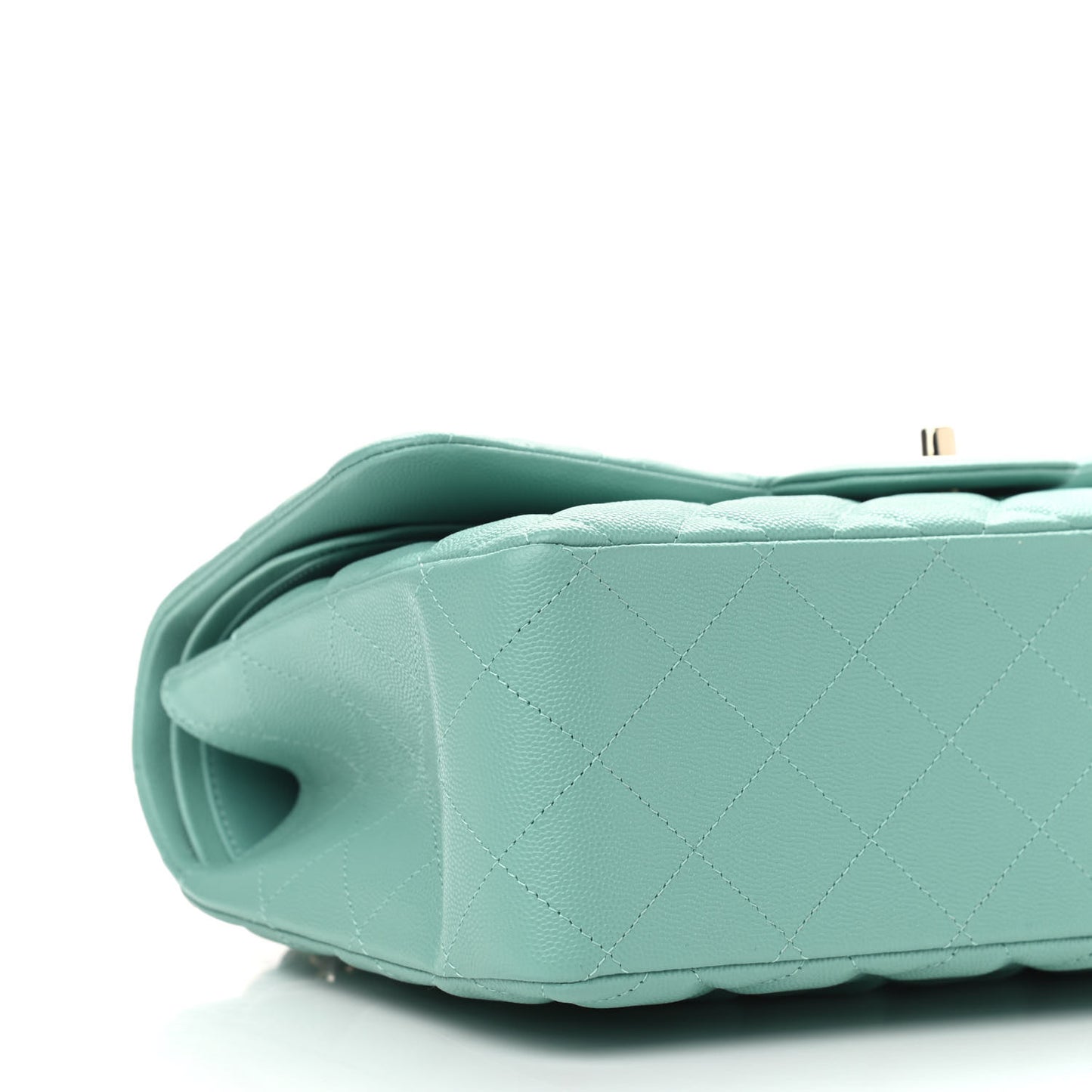Caviar Quilted Jumbo Double Flap Light Green