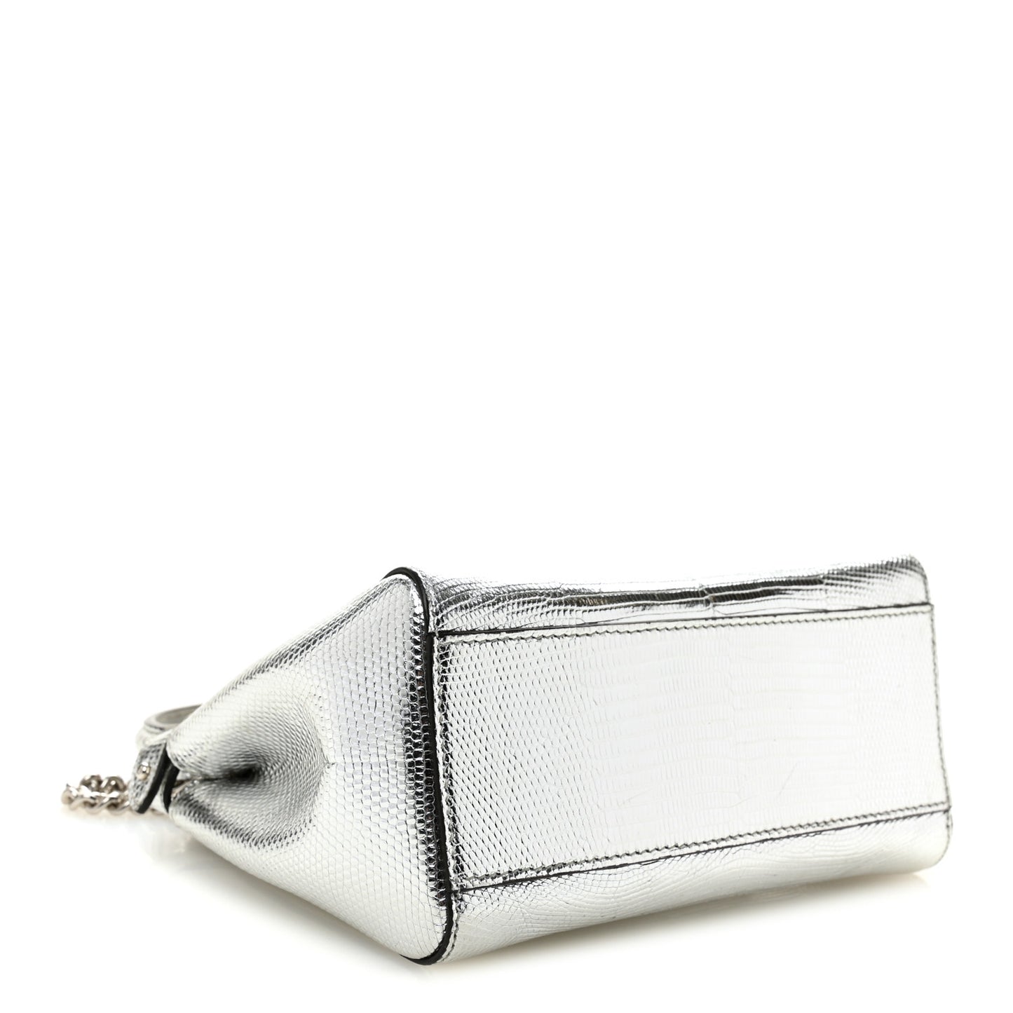 Metallic Lizard XS Peekaboo Iconic Satchel Silver