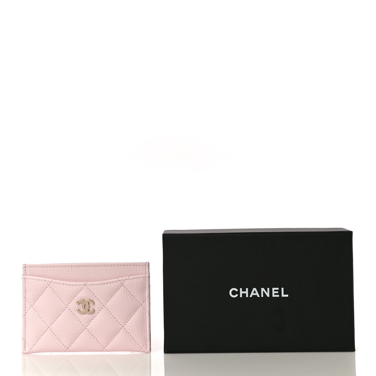 Caviar Quilted Card Holder Light Pink
