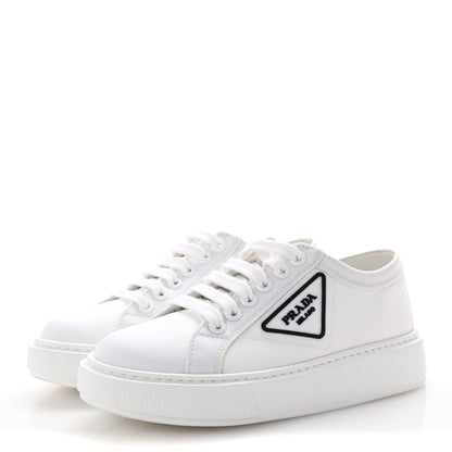 Prada Nylon Gabardine Triangle Logo Platform Sneakers 36 White 4 of 9