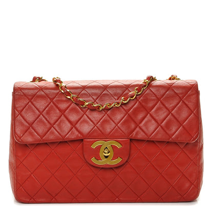 Chanel Lambskin Quilted XL Jumbo Flap Red 1 of 7