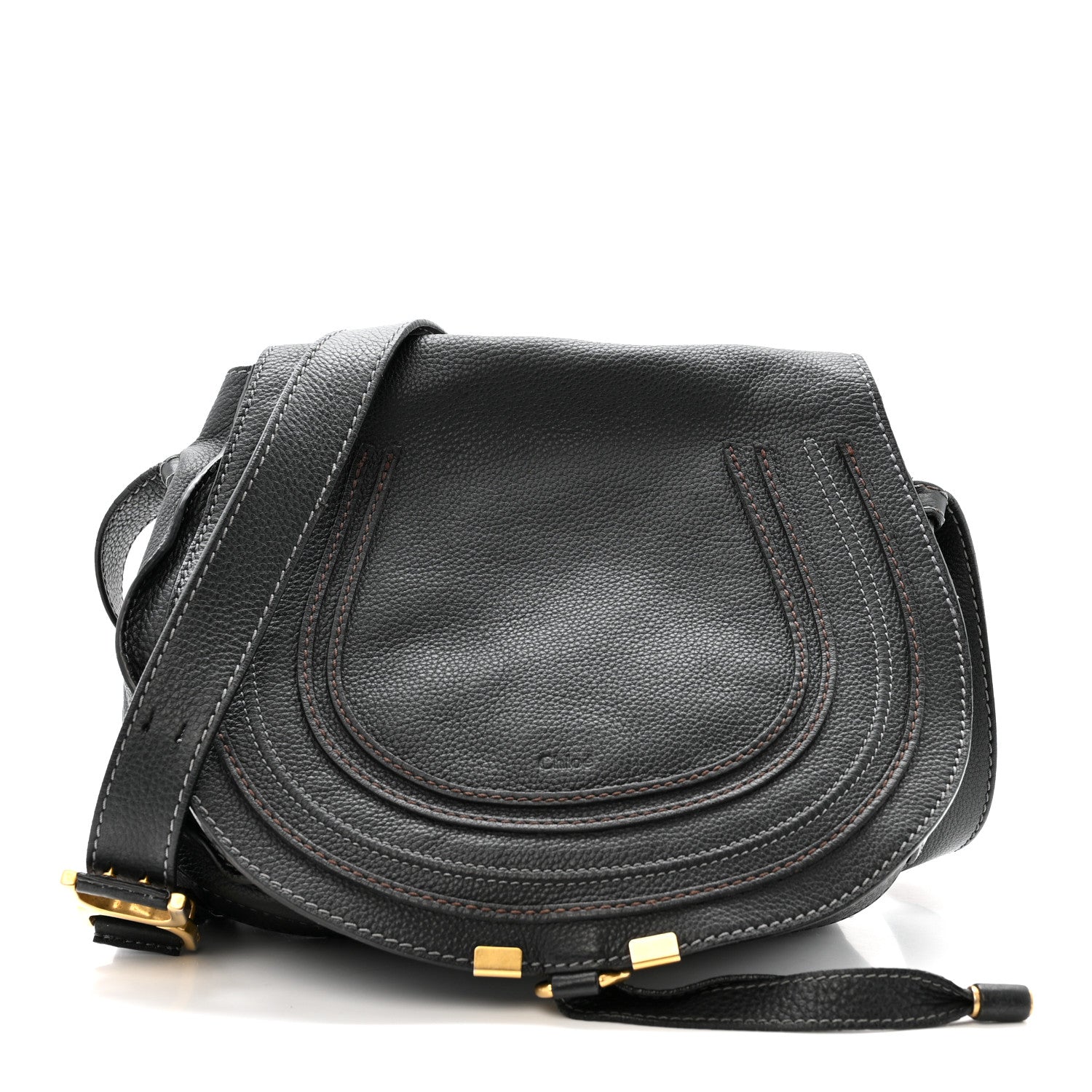 Chloe Grained Calfskin Medium Marcie Saddle Bag Black 1 of 19