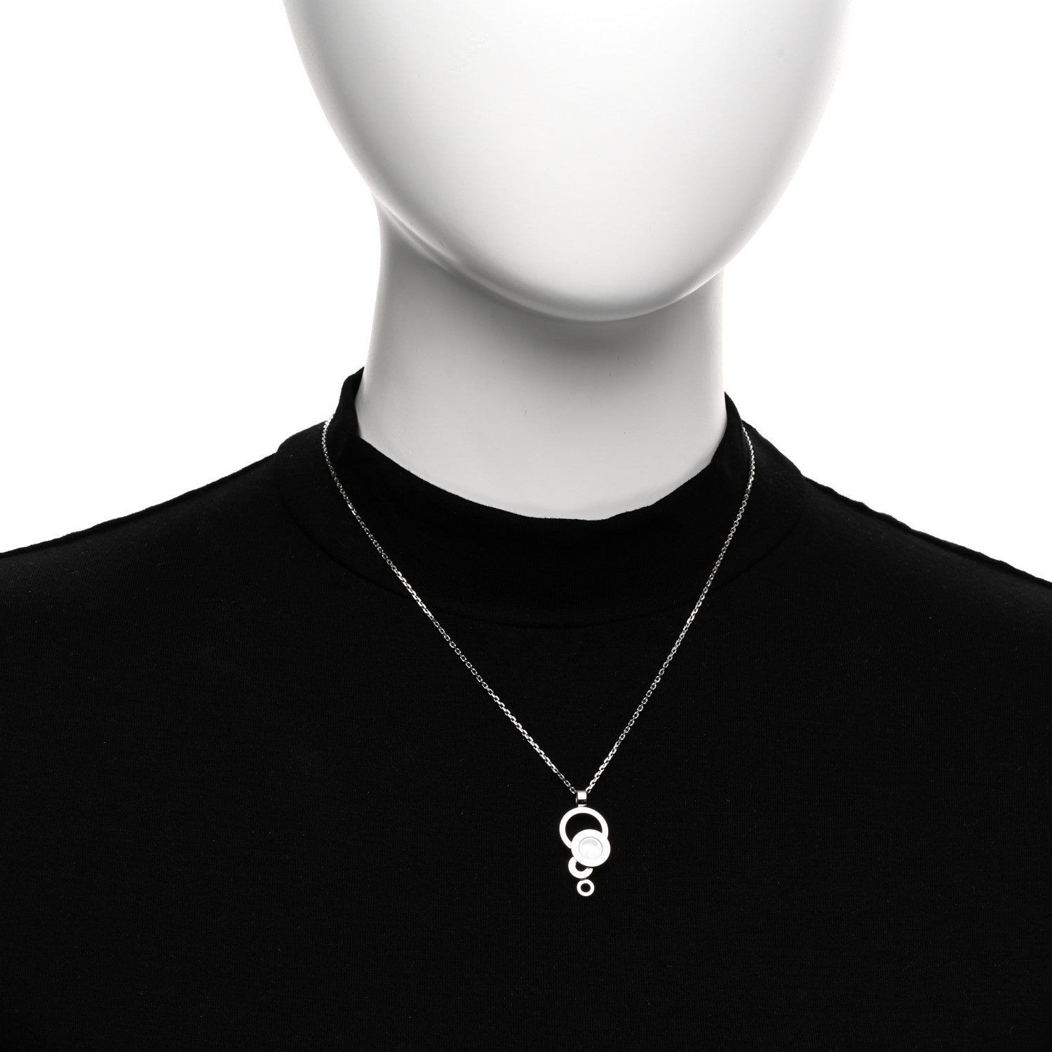 Chopard 18K White Gold Diamond Happy Bubbles Pendant Necklace 2 of 4