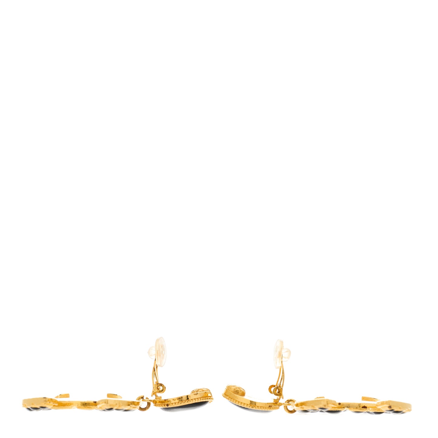 Resin Along The Nile CC Clip On Earrings Gold Black