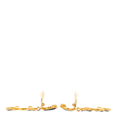 Chanel Resin Along The Nile CC Clip On Earrings Gold Black 3 of 5