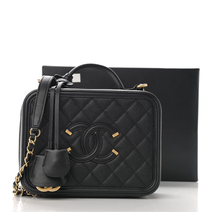 Chanel Caviar Quilted Medium CC Filigree Vanity Case Black 13 of 13