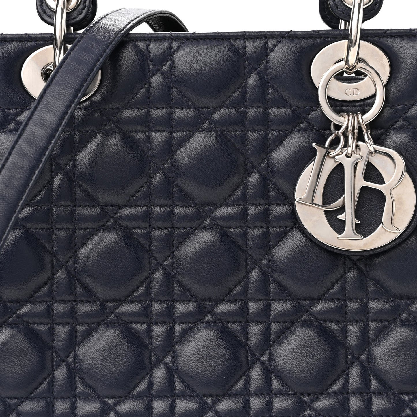 Lambskin Cannage Medium Lady Dior Navy Blue