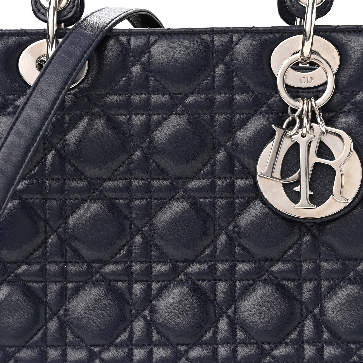 Christian Dior Lambskin Cannage Medium Lady Dior Navy Blue 7 of 10
