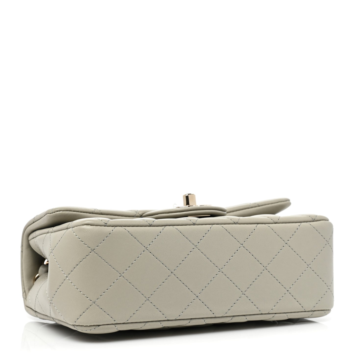 Lambskin Quilted Mini Rectangular Flap Grey