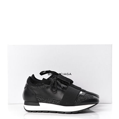Balenciaga Mesh Lurex Calfskin Womens Race Runner Sneakers 35 Black 8 of 8