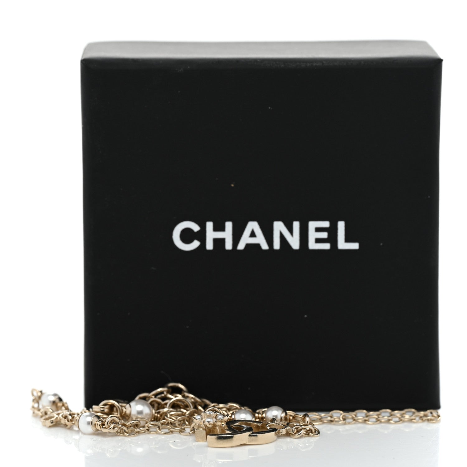 Chanel Crystal Pearl CC Necklace Gold 6 of 6