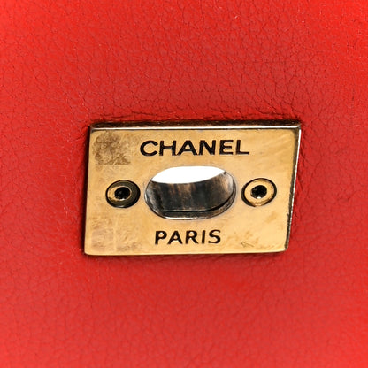 Chanel Shiny Goatskin Diagonal Quilted Medium Flap Red 6 of 11