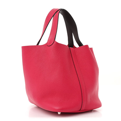Hermes Taurillon Clemence Swift Eclat Picotin Lock 22 MM Framboise Rouge Sellier 3 of 12