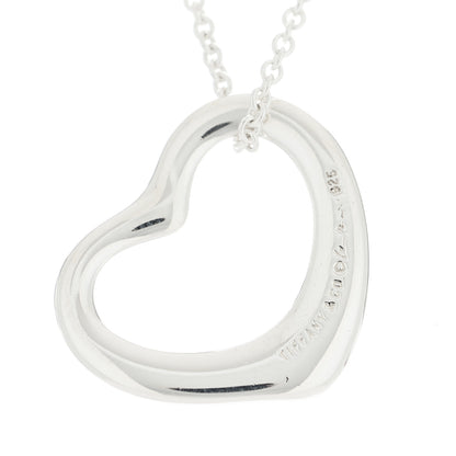 Tiffany Sterling Silver 22mm Elsa Peretti Open Heart Pendant Necklace 4 of 9