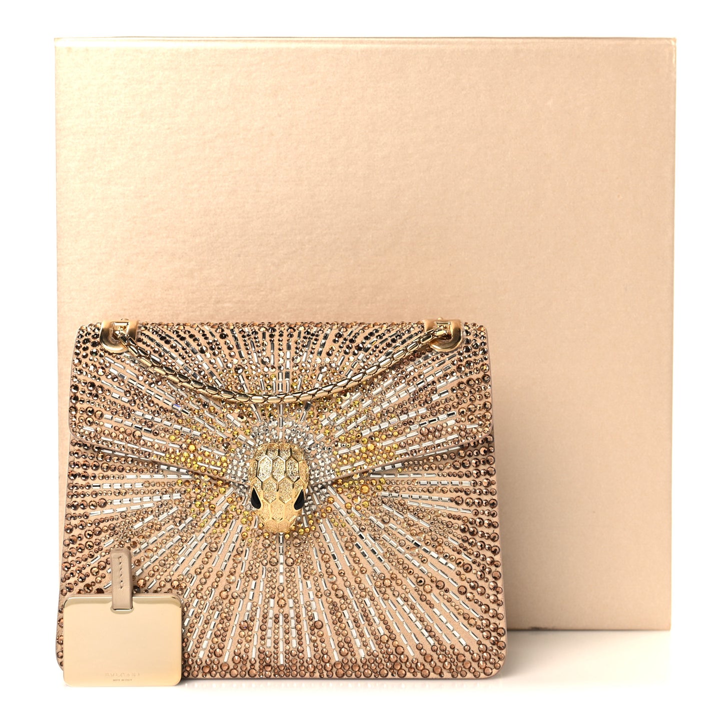 Suede Crystal Embellished Serpenti Forever Small Day-to-Night Crossbody Bag Gold Multicolor