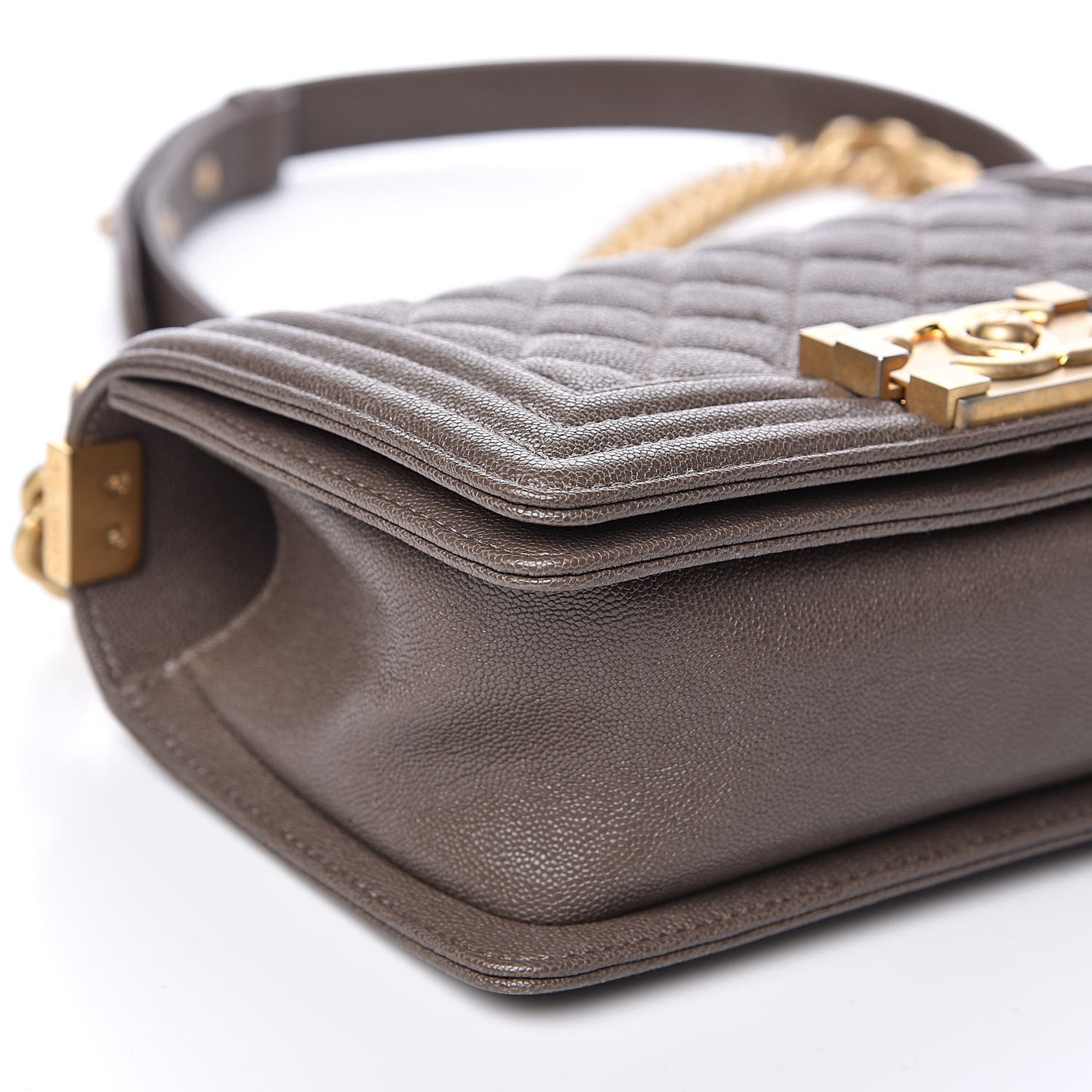 Caviar Quilted Small Boy Flap Khaki