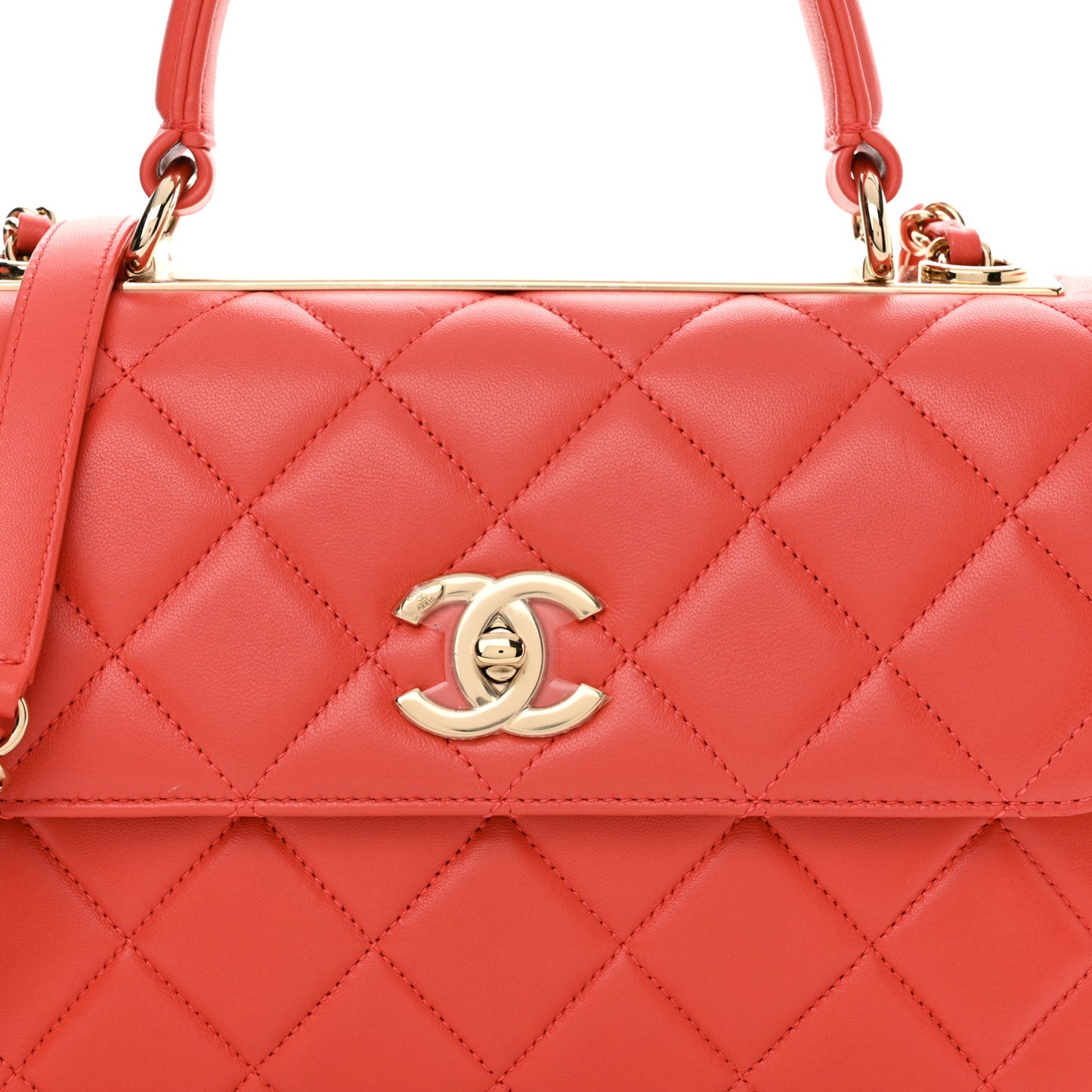 Lambskin Quilted Small Trendy CC Flap Dual Handle Bag Bright Pink