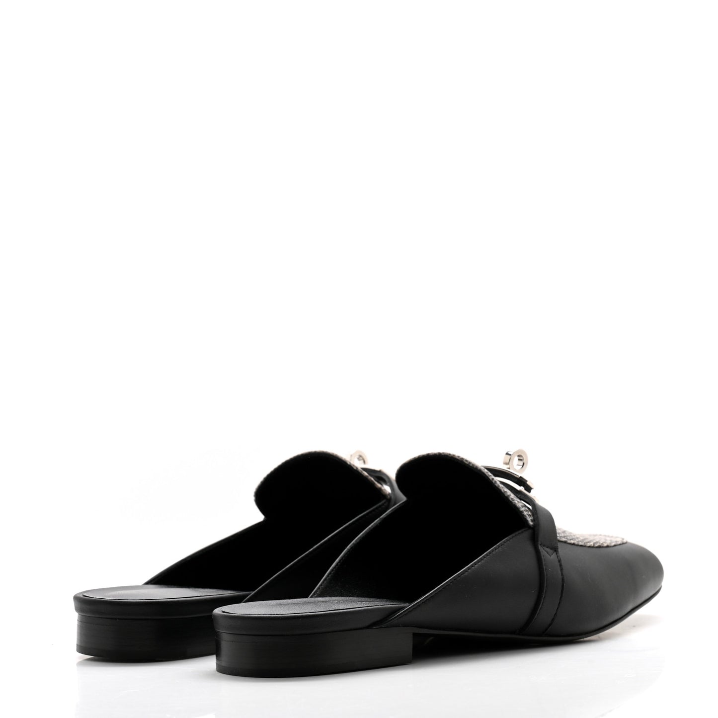 Lizard Calfskin Oz Mules 39 Ombre Black