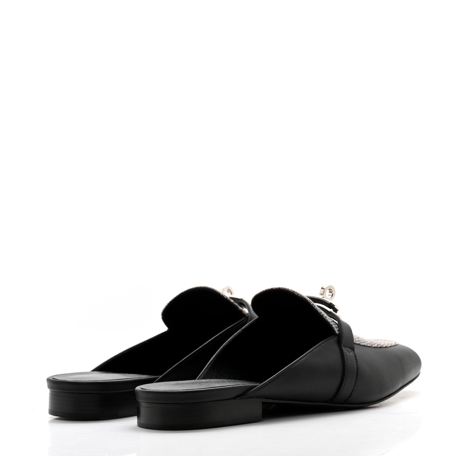 Hermes Lizard Calfskin Oz Mules 39 Ombre Black 4 of 9