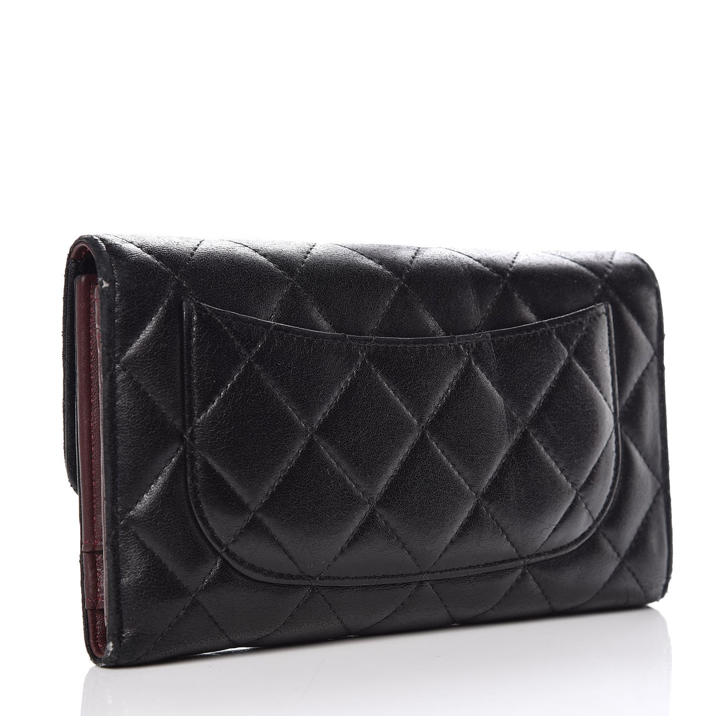 Lambskin Quilted Large Flap Wallet Black