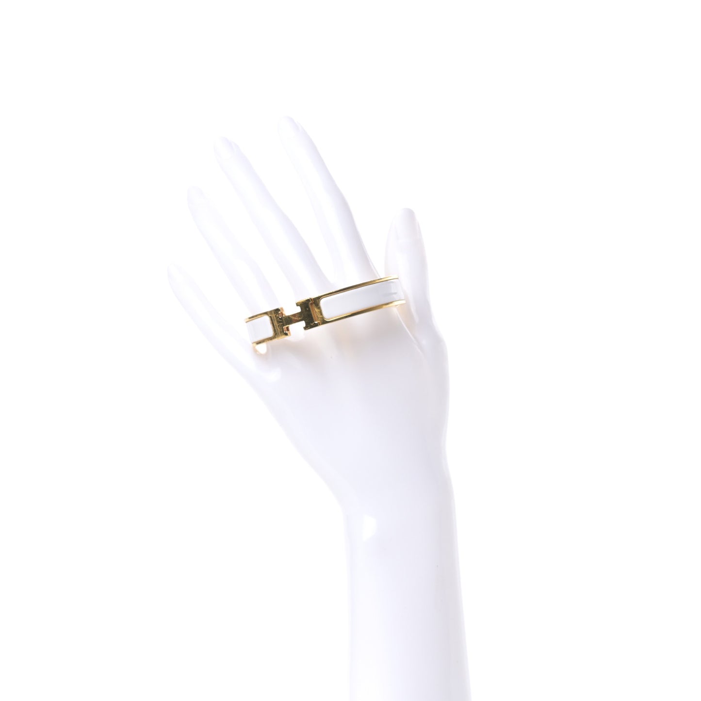 Enamel Narrow Clic Clac H Bracelet PM White