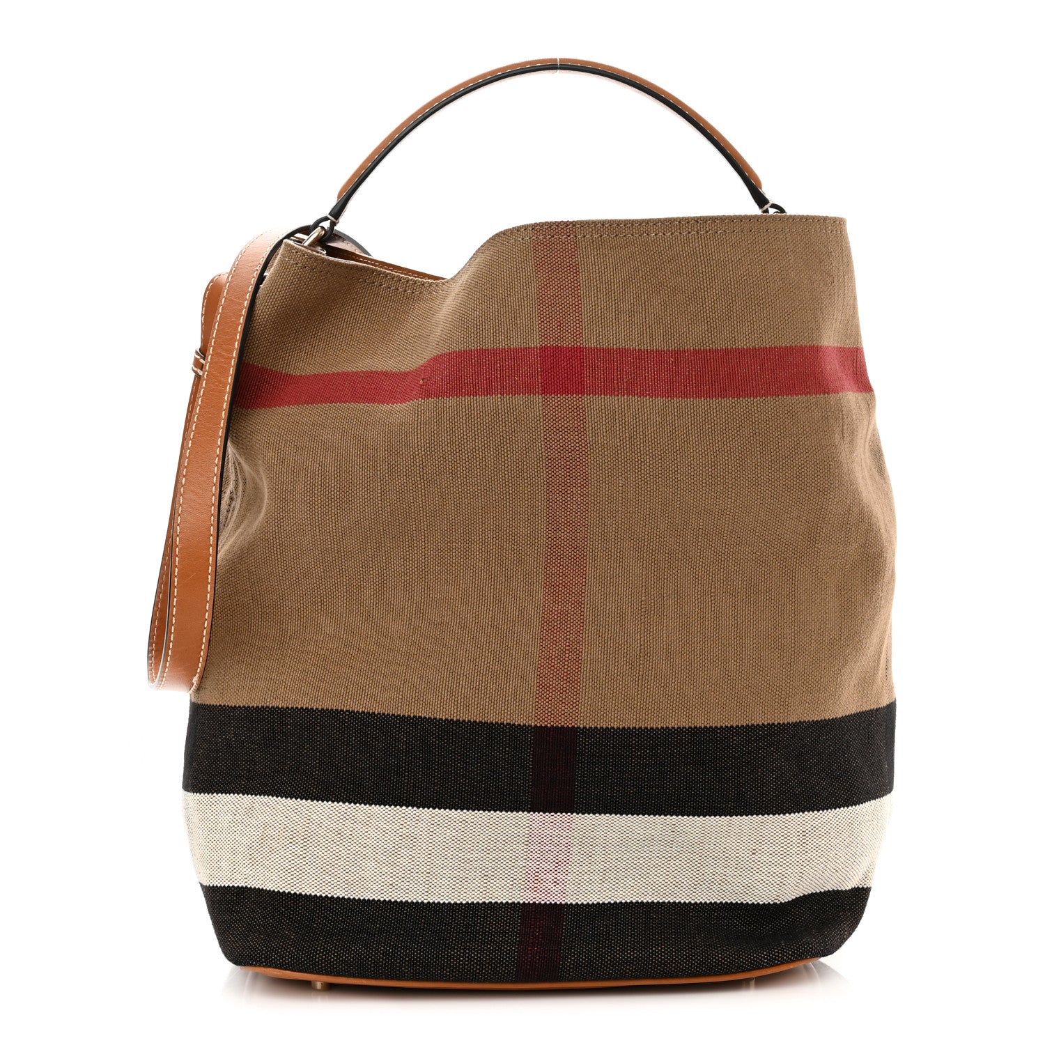 Burberry Canvas Mega Check Medium Ashby Hobo Saddle Brown 1 of 10