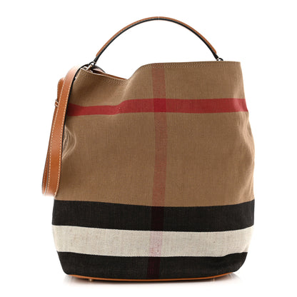Burberry Canvas Mega Check Medium Ashby Hobo Saddle Brown 1 of 10