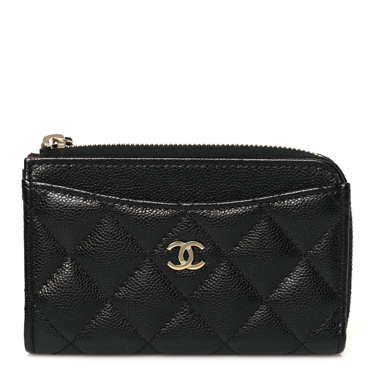 Caviar Quilted CC Zip Around Card Holder Black