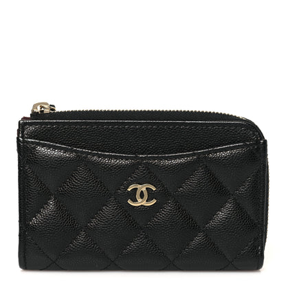 Chanel Caviar Quilted CC Zip Around Card Holder Black 1 of 9