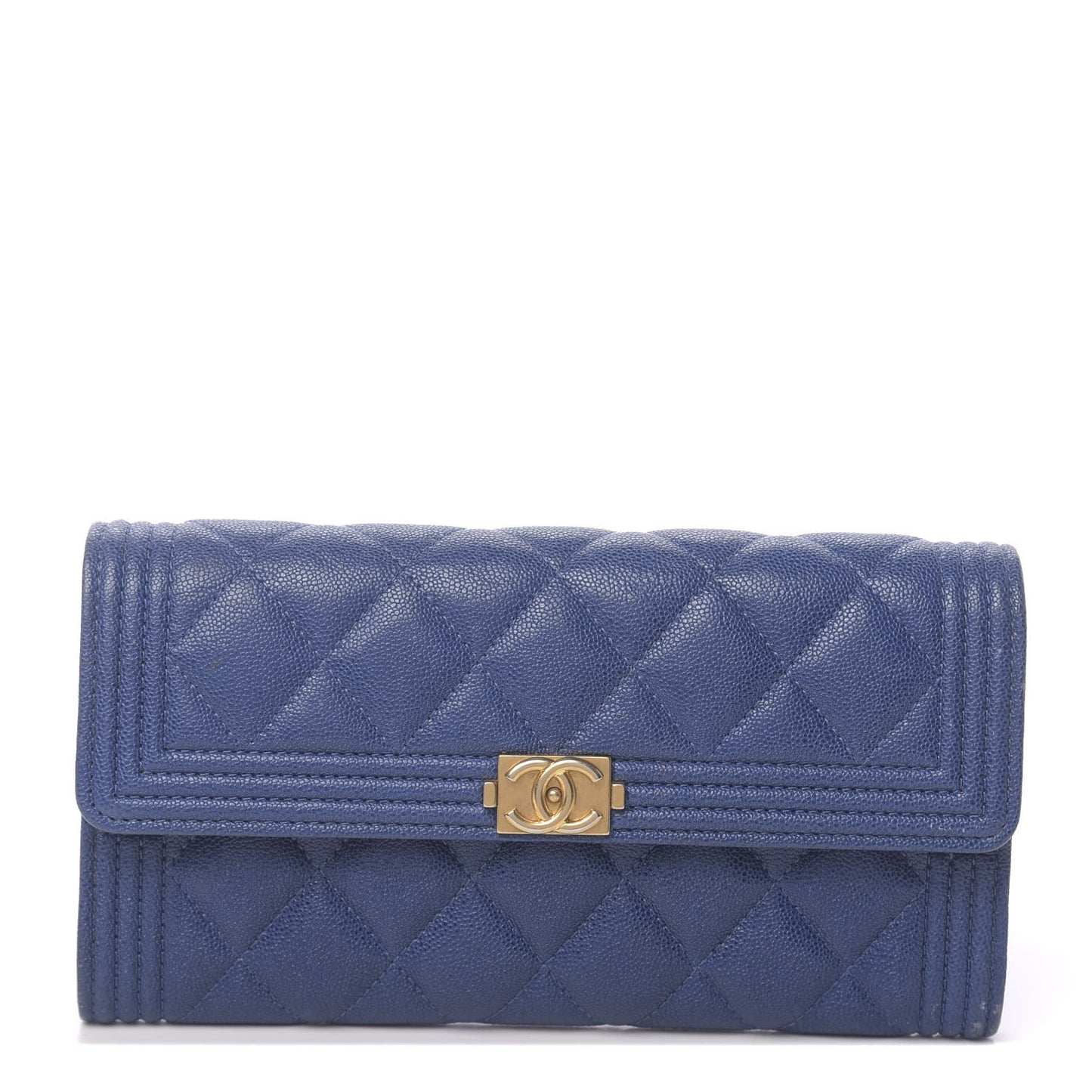 Caviar Quilted Boy Flap Wallet Blue