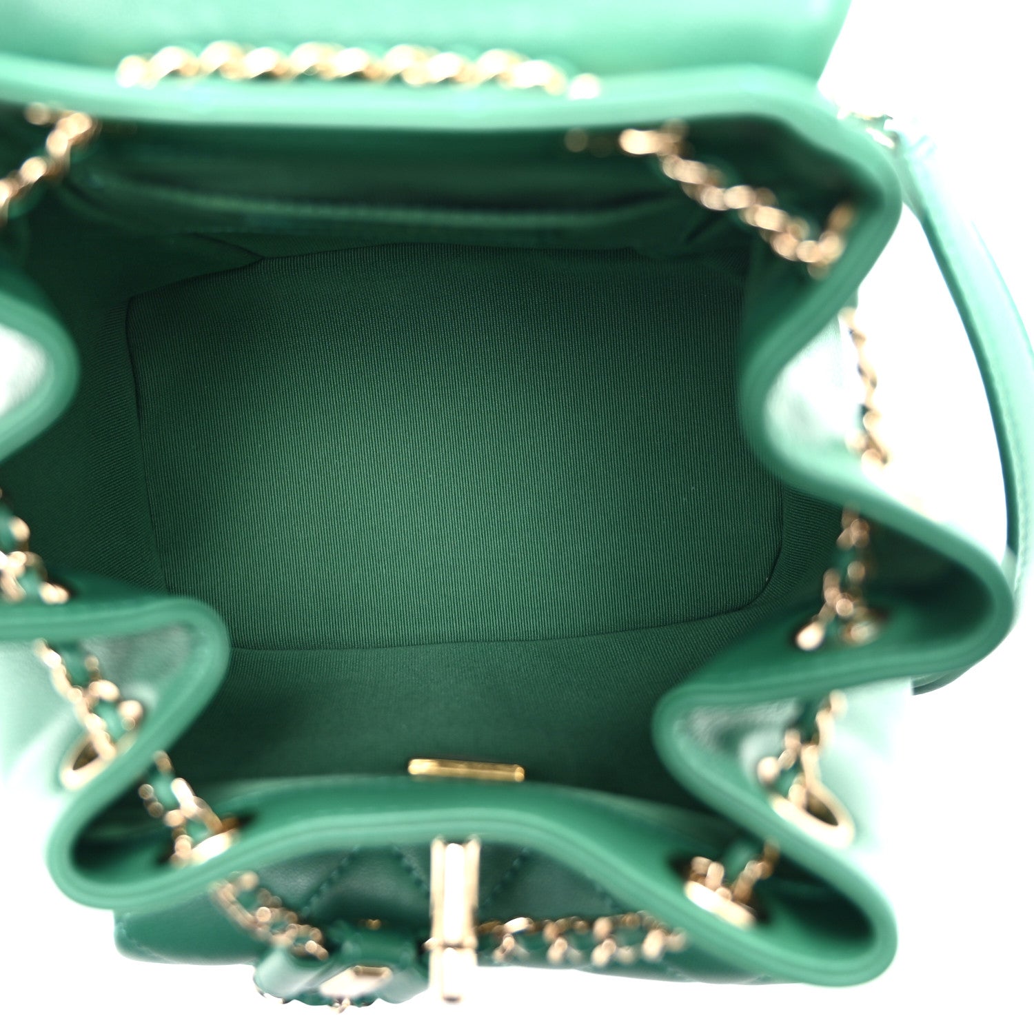 Chanel Lambskin Quilted Small Duma Drawstring Backpack Green 5 of 11