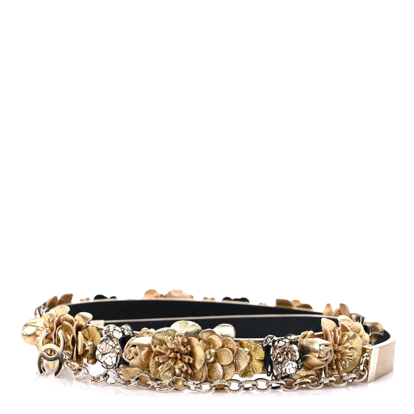 Metallic Lambskin CC Belt 75 30 Gold