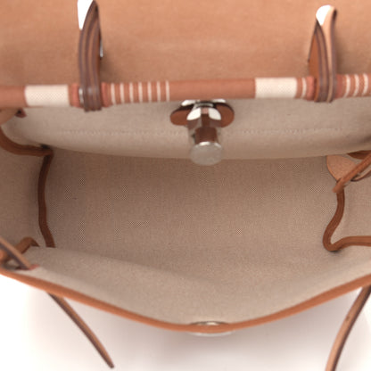 Hermes Vache Hunter Toile H Vibration Herbag Zip Retourne 31 PM Fauve Ecru Beige 6 of 10