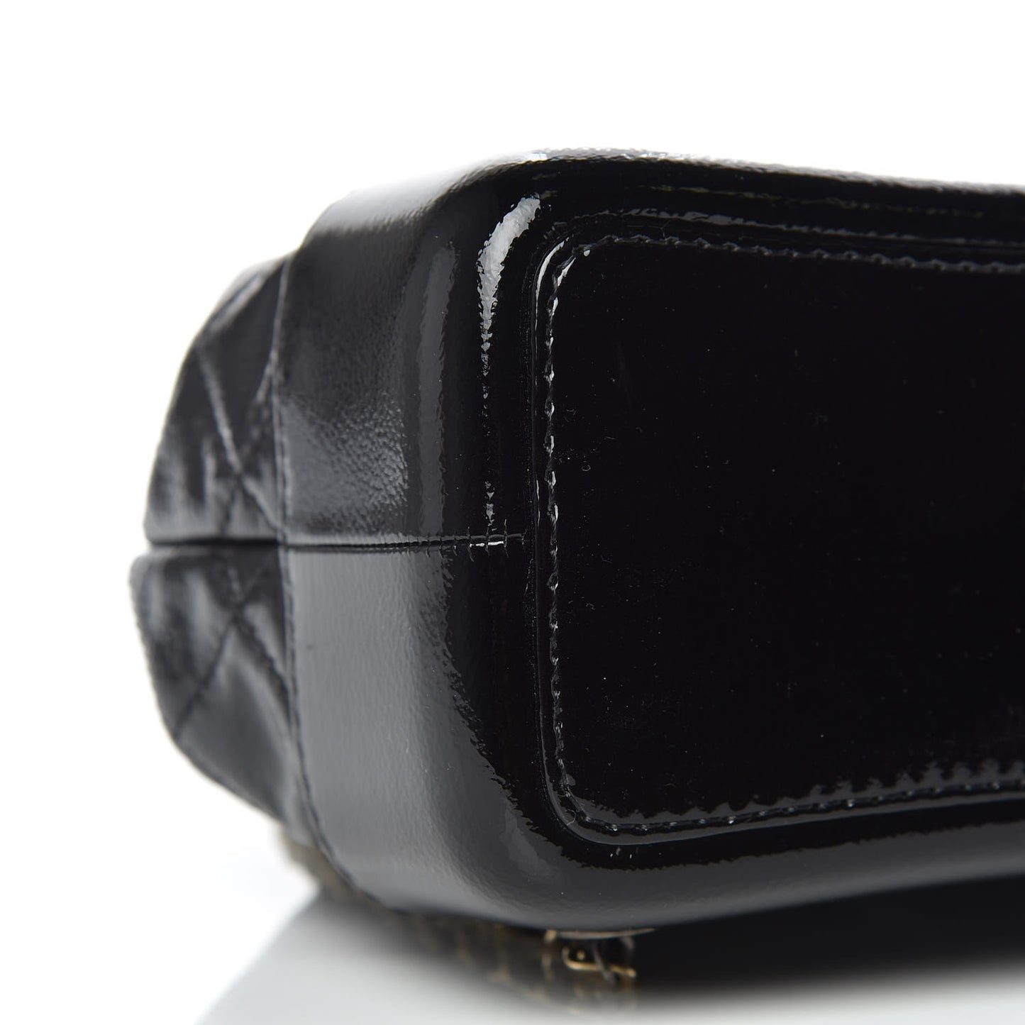 Patent Goatskin Quilted Small Gabrielle Backpack Black
