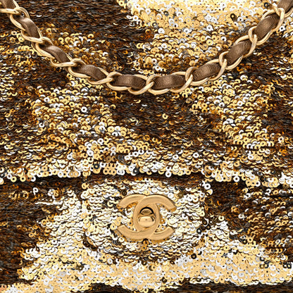 Chanel Sequin Quilted Medium Single Flap Gold 8 of 10