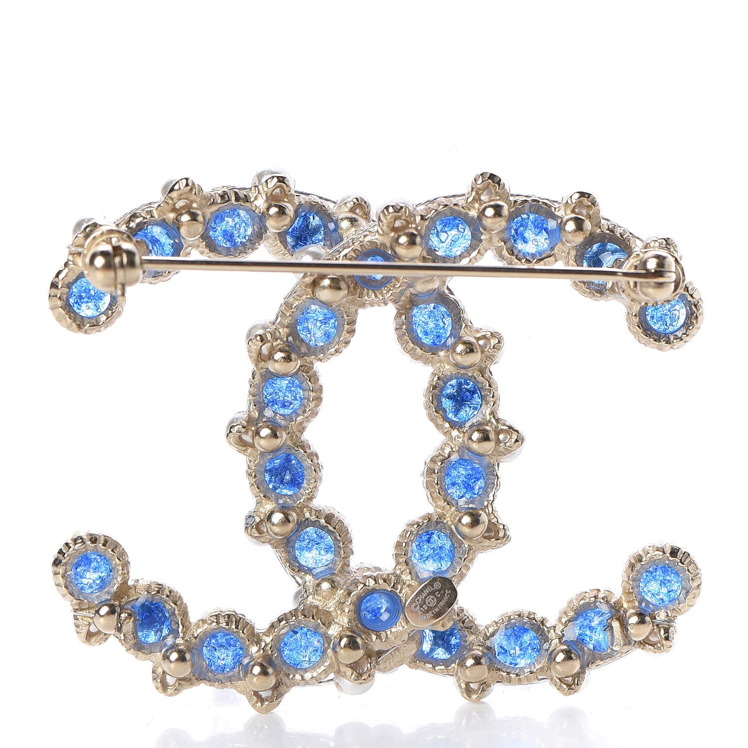 Chanel Gripoix Pearl CC Star Brooch Gold Blue 3 of 4