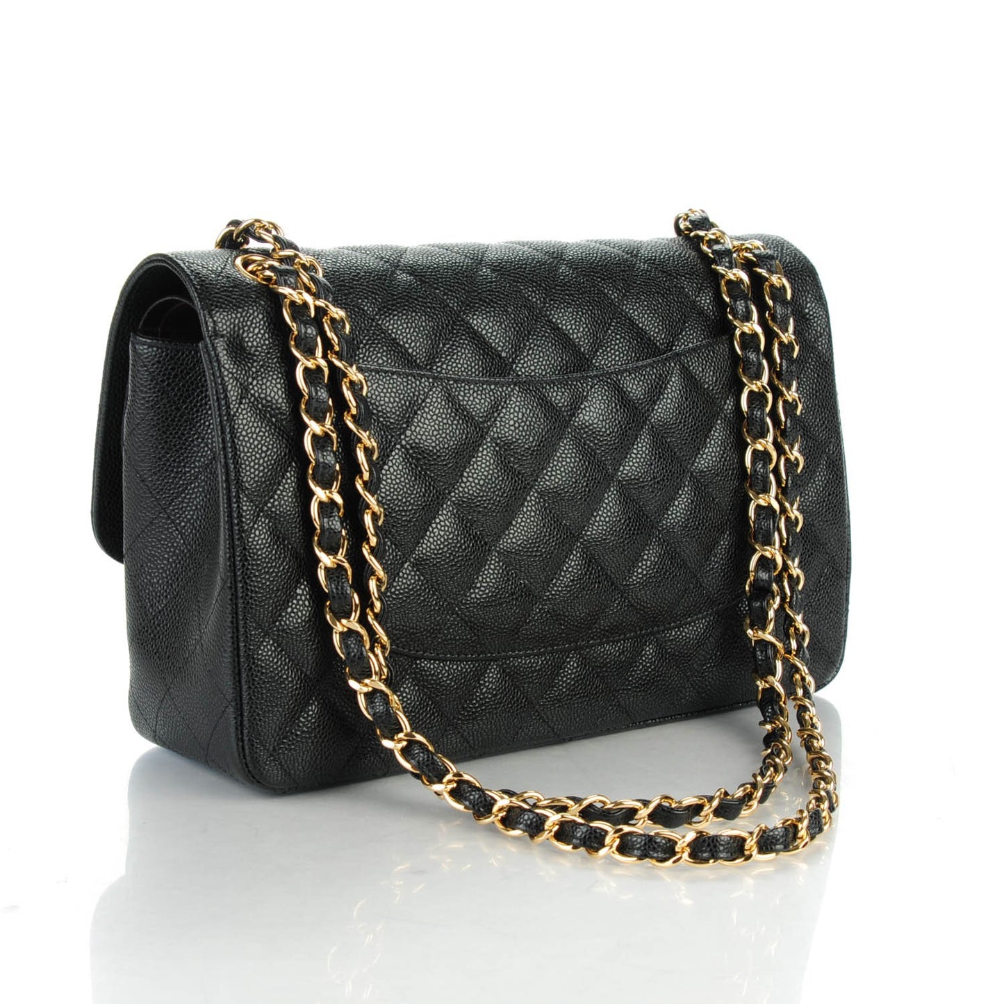 Caviar Quilted Jumbo Double Flap Black