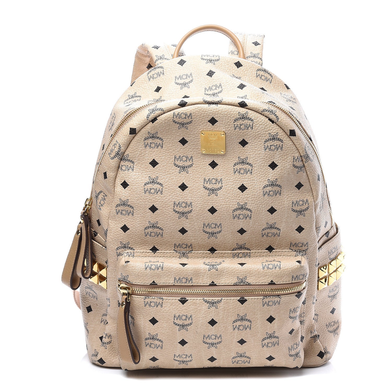 MCM Visetos Medium Side Studs Stark Backpack Beige 1 of 13