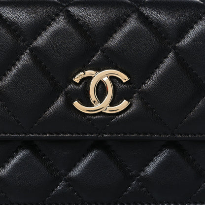 Chanel Shiny Lambskin Ribbon Quilted Flap Belt Bag Black 9 of 11