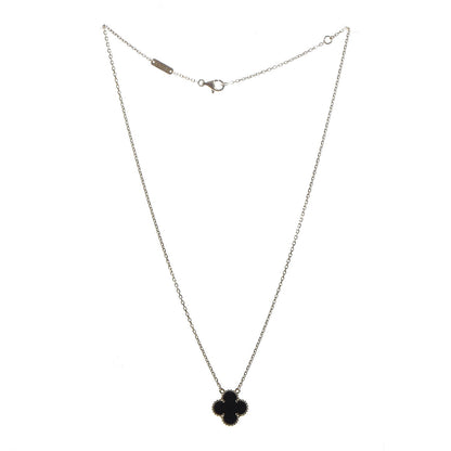 Van Cleef & Arpels 18K Yellow Gold Black Onyx Vintage Alhambra Pendant Necklace 3 of 7