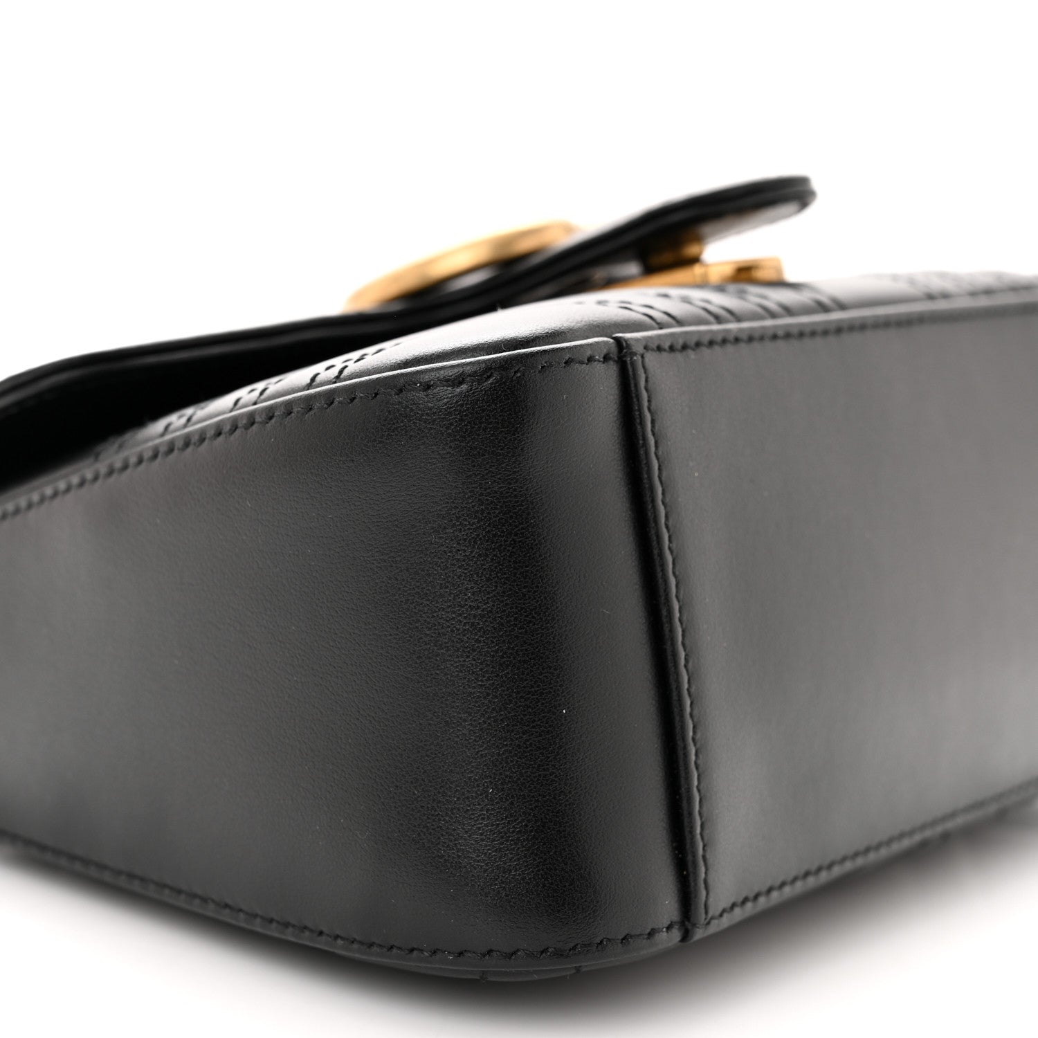 Gucci Calfskin Matelasse Mini GG Marmont Top Handle Shoulder Bag Black 9 of 10