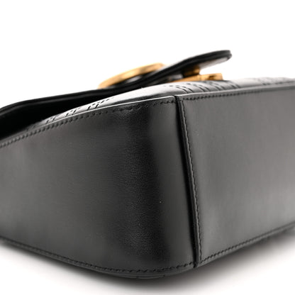 Gucci Calfskin Matelasse Mini GG Marmont Top Handle Shoulder Bag Black 9 of 10