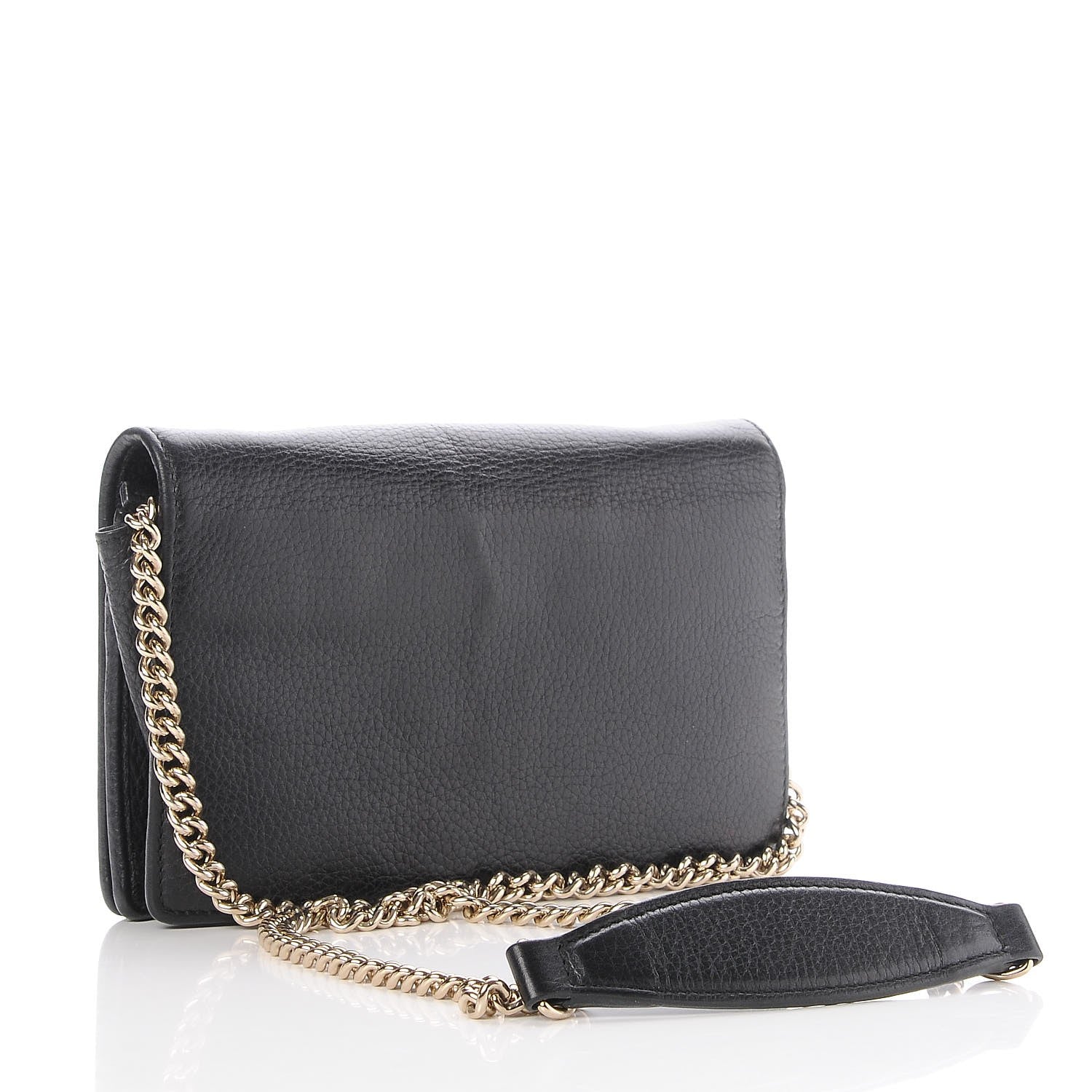 Gucci Pebbled Calfskin Soho Wallet on Chain Black 3 of 6