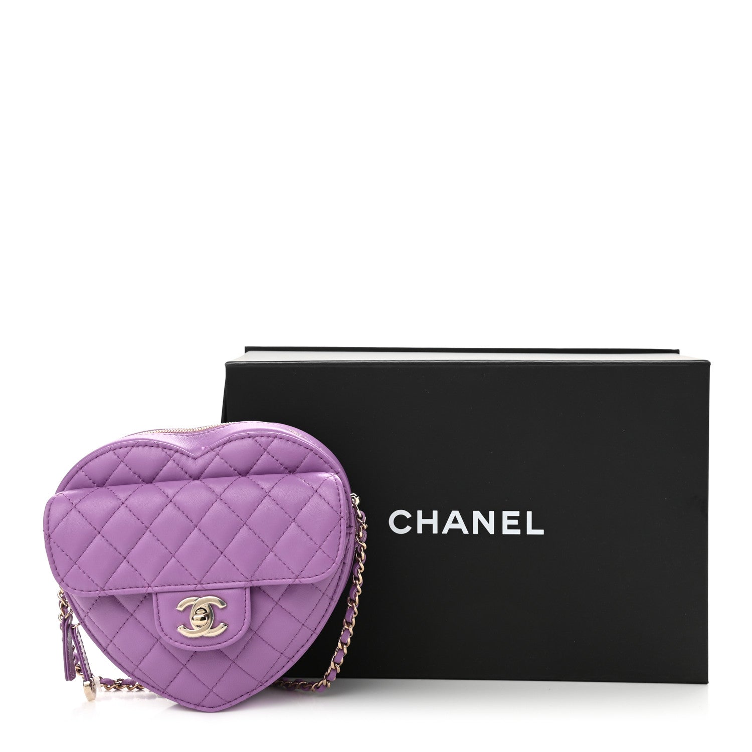 Chanel Lambskin Quilted CC In Love Heart Bag Purple 11 of 11